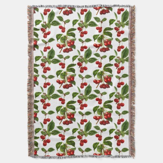 Vintage Botanische Kirschen Decke (Vorderseite Vertikal)