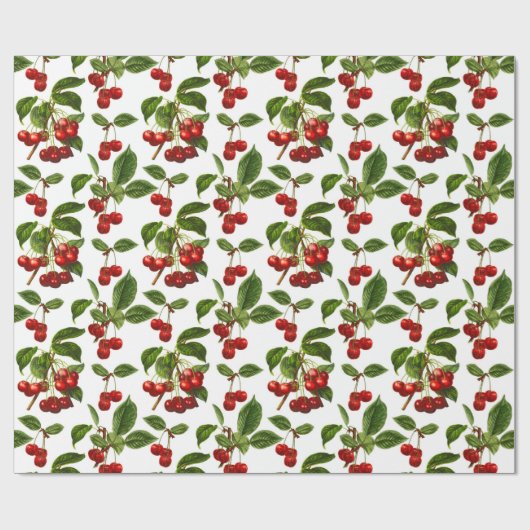 Vintage Botanische Kirschen Geschenkpapier (Flach)
