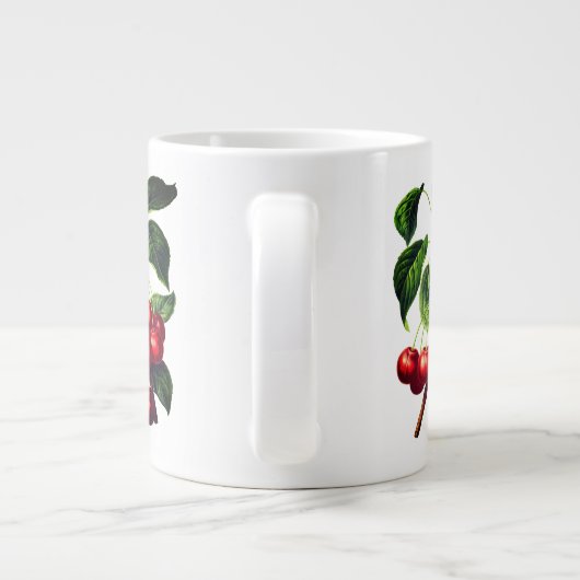 Vintage Botanische Kirschen Jumbo-Tasse (Rückseite)