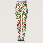 Vintage Botanische Kirschen Leggings (Vorderseite)