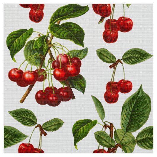 Vintage Botanische Kirschen Stoff (Muster)