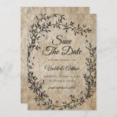 Vintage Botanische Kranzhochzeit speichert das Dat Einladung (Vorne/Hinten)