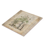 Vintage Botanische Kräuter rustikale Pergament Bau Fliese (Seite)