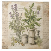 Vintage Botanische Kräuter rustikale Pergament Bau Fliese (Vorderseite)