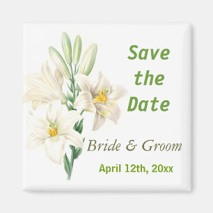 Vintage botanische Kunst Lilienblume Save-the-Date Magnet