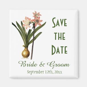 Vintage botanische Kunst rosa Lilie Save-the-Date Magnet