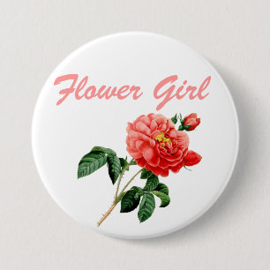vintage botanische Kunst rote Rose Blumenmädchen Button