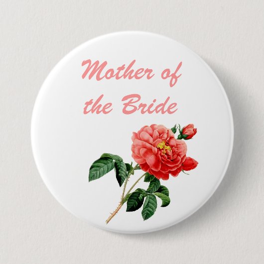 vintage botanische Kunst rote Rosenblumen Mutter Button (Vorderseite)