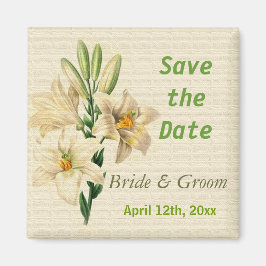 Vintage botanische Kunstlilie Blume Save the Date Magnet