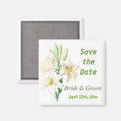 Vintage botanische Kunstlilie Blume Save the Date Magnet (Vorderseite/Rückseite)