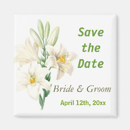 Vintage botanische Kunstlilie Blume Save the Date Magnet