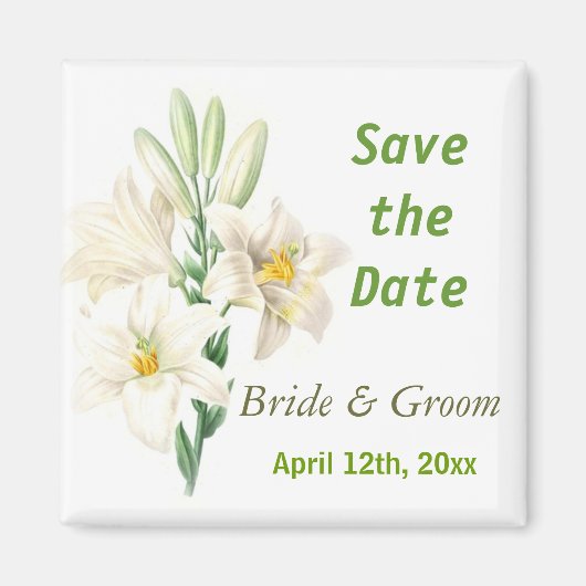 Vintage botanische Kunstlilie Blume Save the Date Magnet (Vorne)