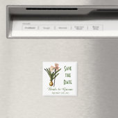 Vintage botanische Kunstrosa Lilie Save the Date Magnet (In Situ (Geschirrspüler))