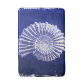 Vintage botanische Küste Blau Weiße Muschel Badematte (Vorderseite Vertikal)