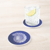 Vintage botanische Küste Blau Weiße Muschel Getränkeuntersetzer (Seite)