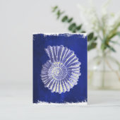 Vintage botanische Küste Blau Weiße Muschel Postkarte (Stehend Vorderseite)