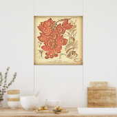 Vintage botanische Leinwand. Poster (Küche)