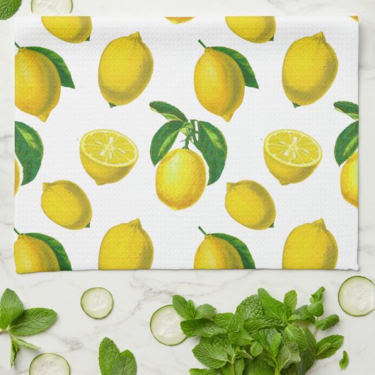 Vintage botanische Lemonenausdruck Geschirrtuch (Gefaltet)