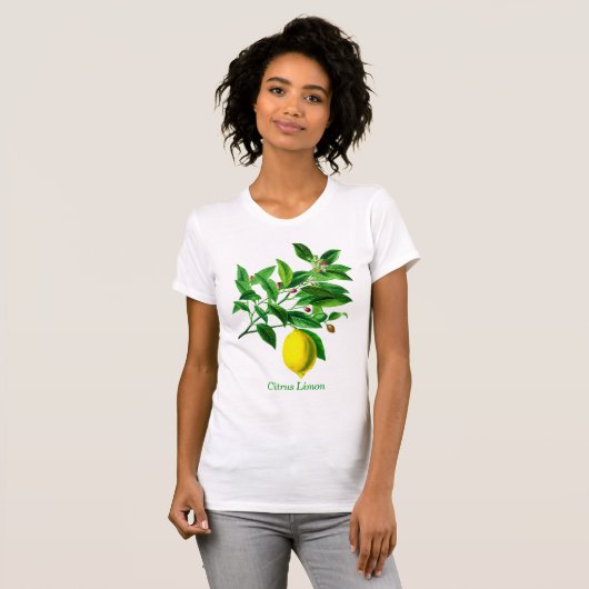 Vintage botanische Lemonenausdruck T-Shirt (Vorne ganz)