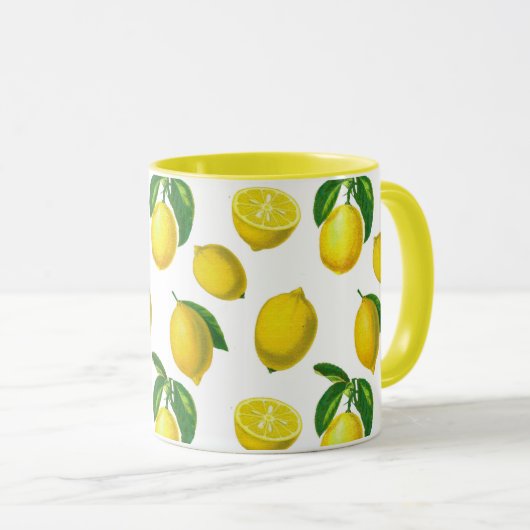 Vintage botanische Lemonenausdruck Tasse (VorderseiteRechts)