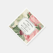 Vintage botanische Liebe und Dank Hochzeit Serviette (Ecke)