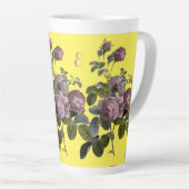 Vintage botanische Lila Rose Gelbe Latte Tasse (Rechte Ecke)