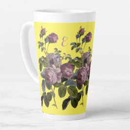 Vintage botanische Lila Rose Gelbe Latte Tasse