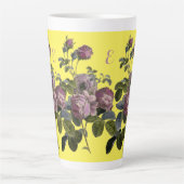 Vintage botanische Lila Rose Gelbe Latte Tasse (Vorderseite)