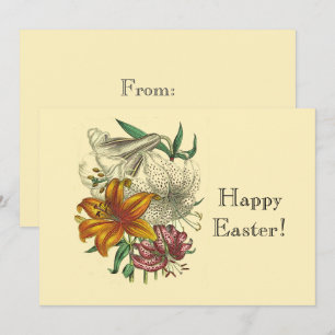 Vintage Botanische Lilien Florale Frohe Ostern Feiertagskarte