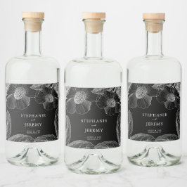 Vintage botanische Linie Art Alkoholflaschenetikett