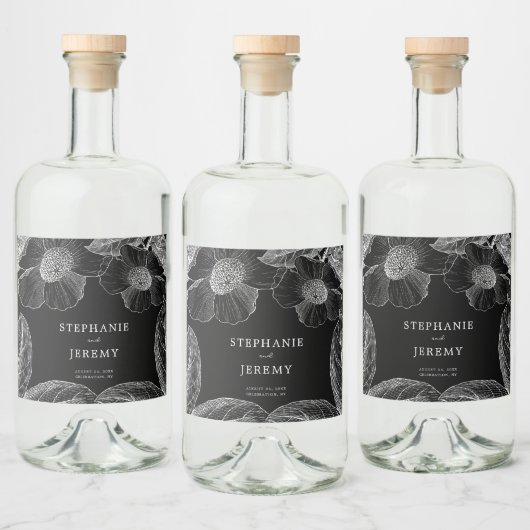 Vintage botanische Linie Art Alkoholflaschenetikett (Flaschen)