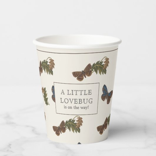 Vintage botanische Lovebug Kinderdusche Pappbecher (Vorderseite)