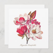 Vintage botanische Magnolia Rosa Blume (Vorne/Hinten)