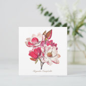 Vintage botanische Magnolia Rosa Blume (Stehend Vorderseite)