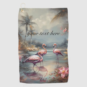 Vintage botanische Malflamingos anpassbar Golfhandtuch