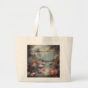 Vintage botanische Malflamingos anpassbar Jumbo Stoffbeutel