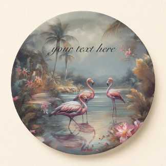 Vintage botanische Malflamingos anpassbar Pappteller