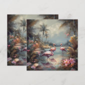 Vintage botanische Malflamingos und Blume (Vorne/Hinten)