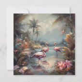 Vintage botanische Malflamingos und Blume (Rückseite)