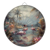 Vintage botanische Malflamingos und Blume Dartscheibe (vorne)