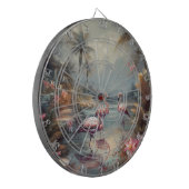 Vintage botanische Malflamingos und Blume Dartscheibe (Vorderseite Links)