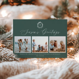 Vintage Botanische Monogram 3 Foto-Urlaubskarte Feiertagskarte