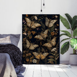 Vintage botanische Motten & Blumen Poster