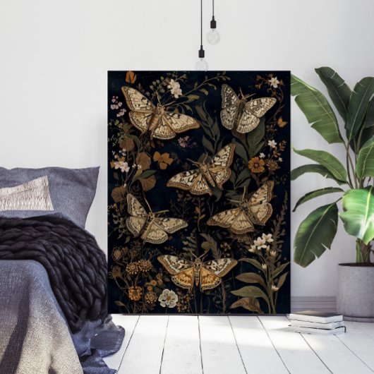 Vintage botanische Motten & Blumen  Poster