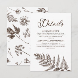 Vintage botanische Neutrale Sepia Brown Begleitkarte