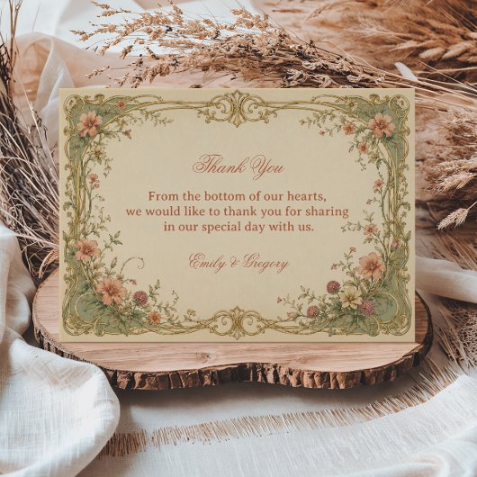 Vintage botanische Ornamente Dankeskarte