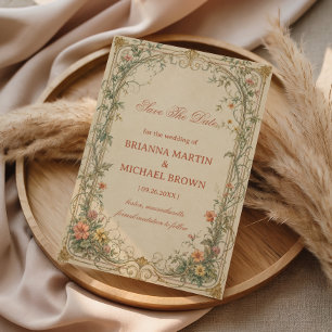 Vintage botanische Ornamente Save The Date
