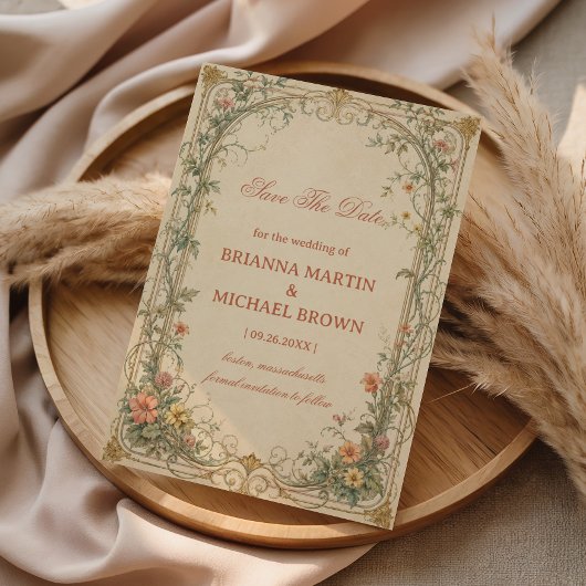 Vintage botanische Ornamente Save The Date
