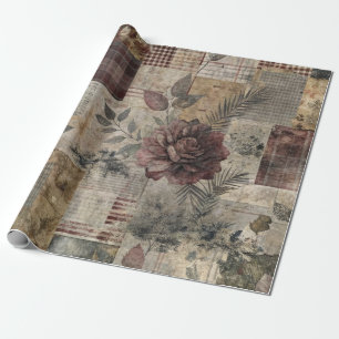 Vintage botanische Patchwork-Rustikalität (2) Geschenkpapier