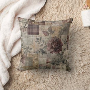 Vintage botanische Patchwork-Rustikalität (2) Kissen